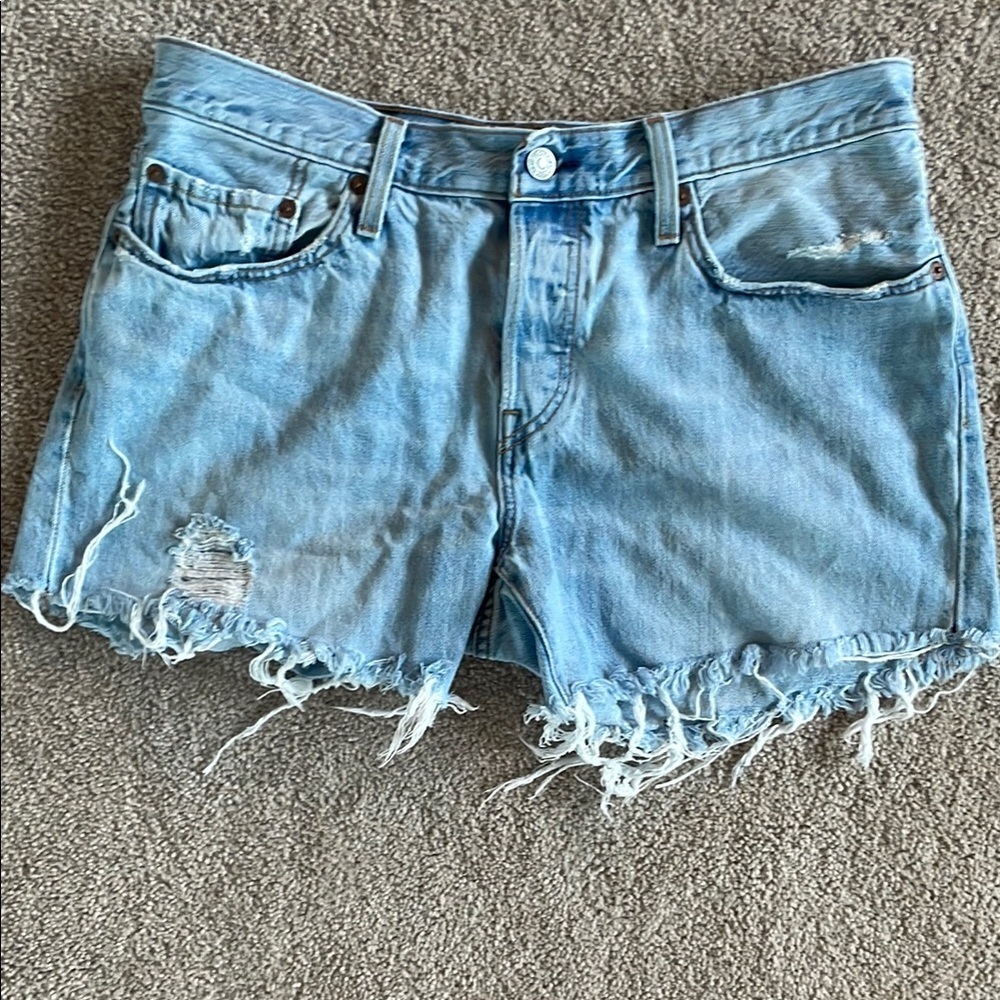 Levi's Light Blue Distressed Jean Shorts